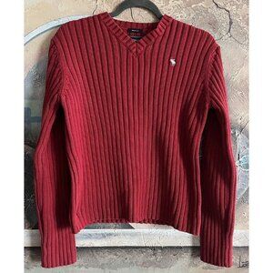 vintage abercrombie and fitch womens Muscle Red thick Knit sweater Size Medium